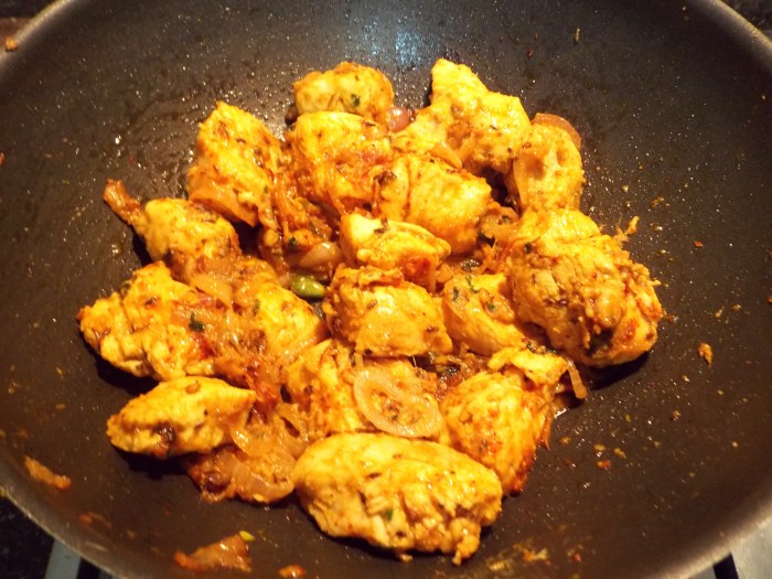 Chicken being cooked for Biryani - Indian Curry Shack